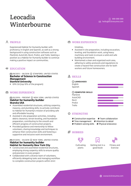 Stagehand Resume Example