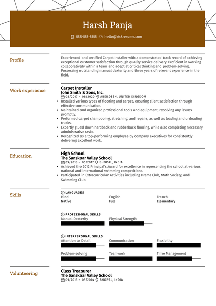 Service Support at Entertainment Business CV Example