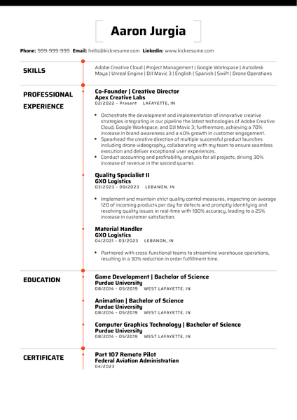 Warehouse Associate at Caterpillar Resume Sample