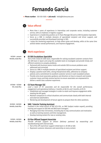 Head Bartender Resume Example