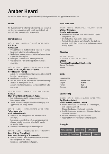 Norwegian Cabin Crew Resume Sample