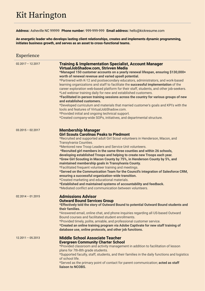 PF Chang's Manager Resume Example