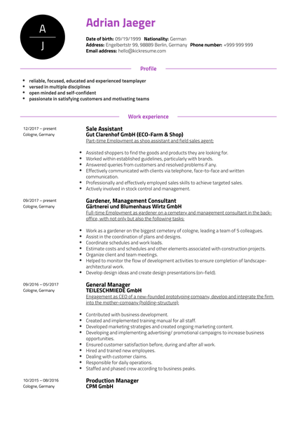 House Cleaner Resume Sample