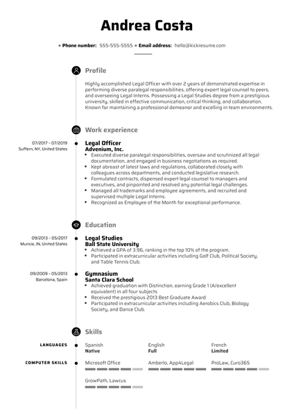 Modern Retail Management Resume Example