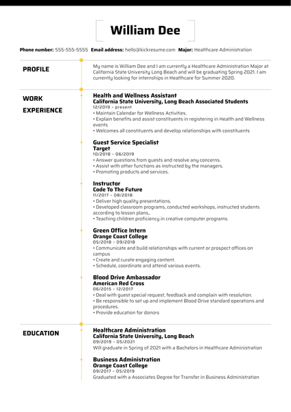 Beach Balance Assistant at UC Long Beach Resume Sample