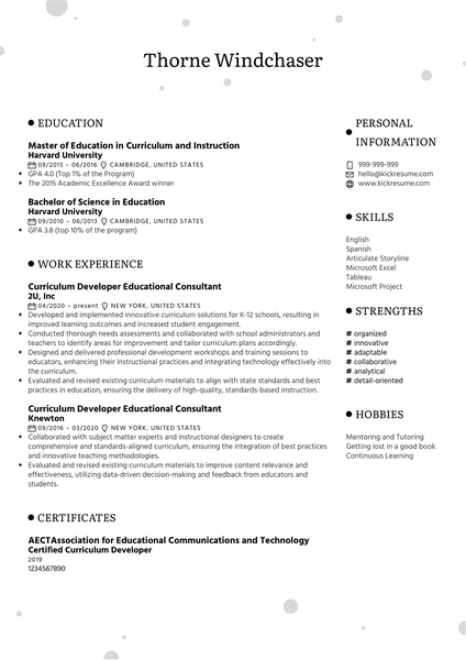 Software Professional at NaturesCode Resume Example