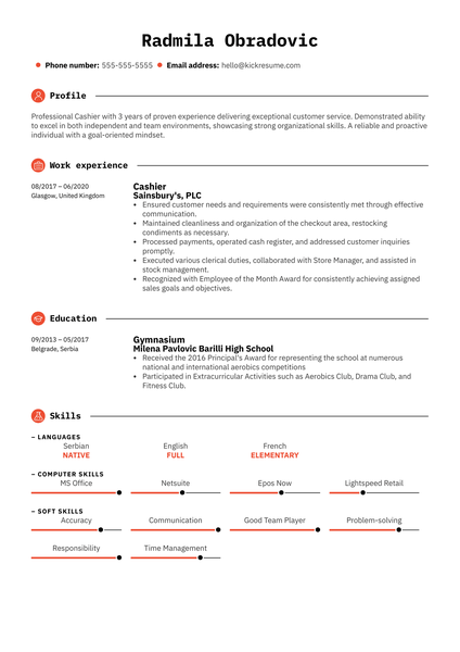 Junior Network Analyst CV Example