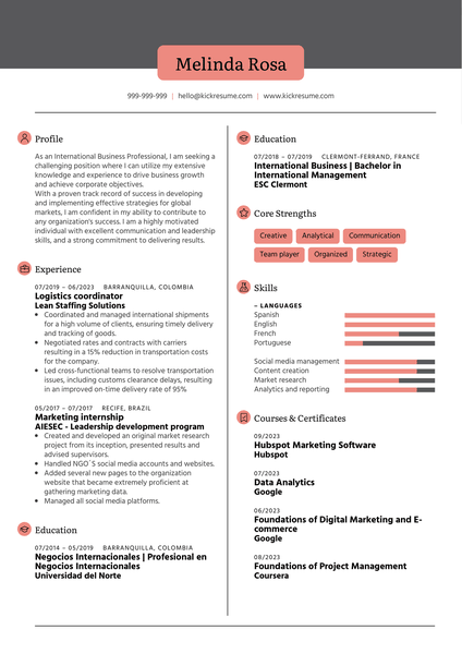 Sales and Customer Representative CV Sample