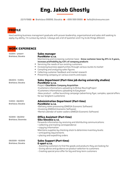 Senior Service Manager at Fazer Resume Sample