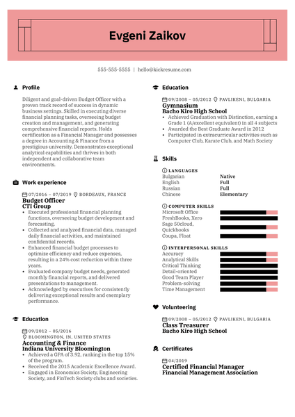 Junior Trader Resume Template