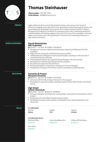 Senior Trader Resume Example