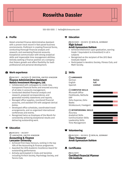 Tax Professional Resume Example