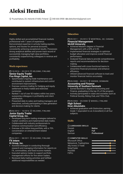 Manière De Voir Senior Graphic Designer CV Example