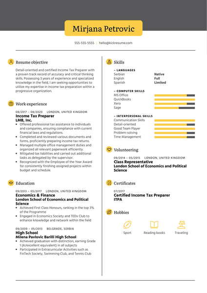 Graphic Design Intern Resume Example