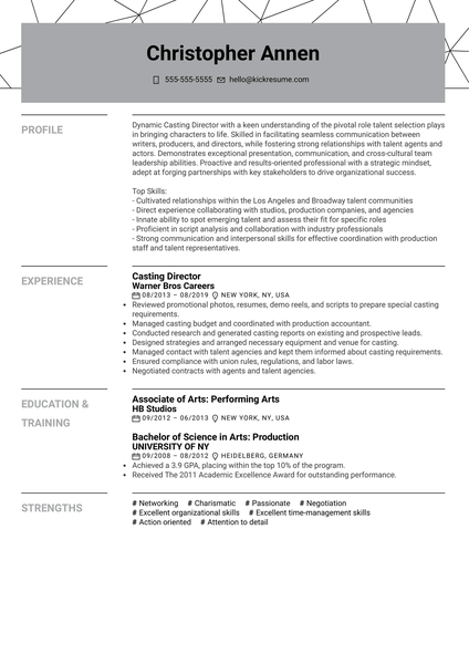 Sourcing Specialist Resume Example