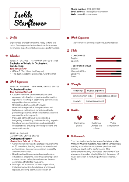 Orchestra Director Resume Sample