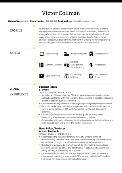 News Producer at The Morning Context Resume Sample