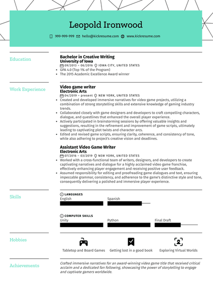 Electrician Resume Example