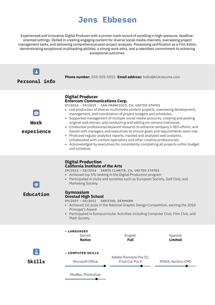 Free Resume Example for Teens