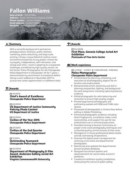 Photo Editor Resume Template