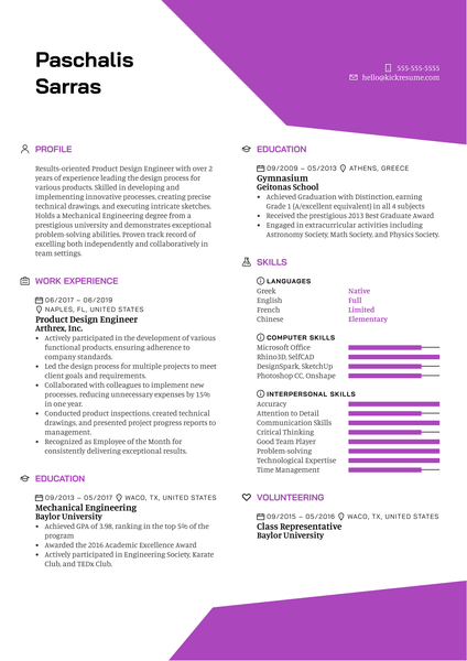 Project Engineer Resume Sample