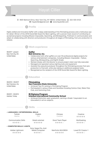 Mechanical Engineering Intern Resume Example