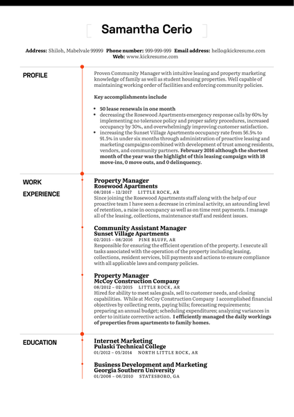 Property Manager CV Example