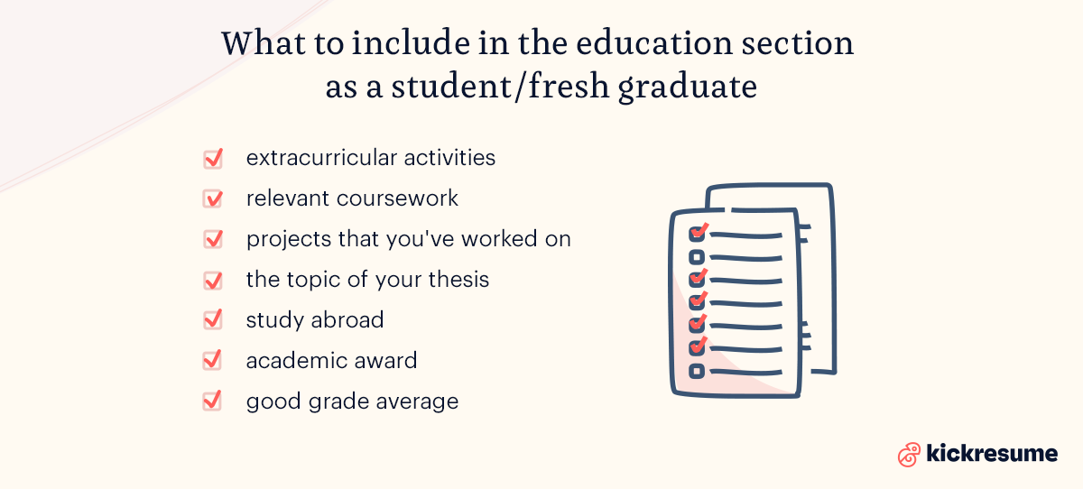 what to include in your education section as a student